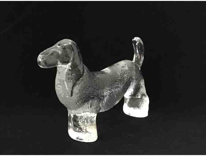 Figurine -VINTAGE Bertil Vallien Kosta Boda Sweden Art Glass Dachshund Dog - 1970's - RARE
