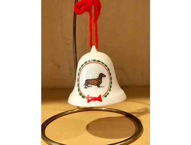 Christmas Ornament - Porcelain Christmas Bell with Dachshund!