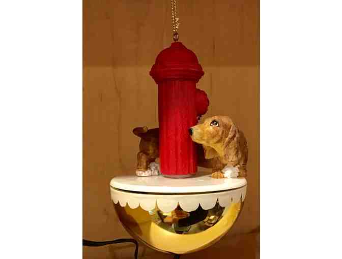 Christmas Ornament - Dachshund Chase Tail around Fire Hydrant-works with Christmas lights!