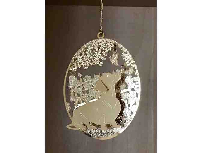 Christmas Ornament - Kingsheart Forge 24K plated laser etched dachshund ornament - 2001