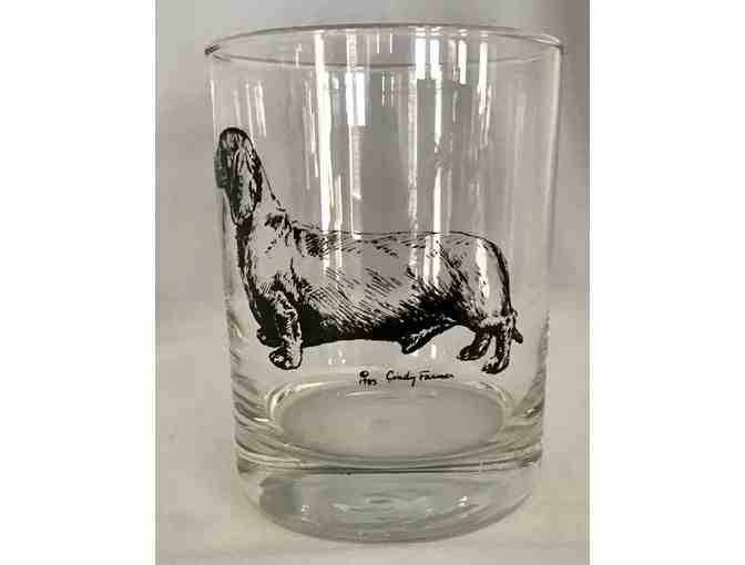 Glasses - Vintage Whiskey Highball Glasses with Dachshunds by Cindy Farmer - 1985 drawing