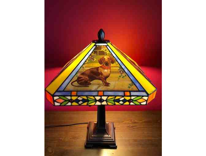 BUY A CHANCE TO WIN! - Dachshund Stained Glass Lamp from the Danbury Mint