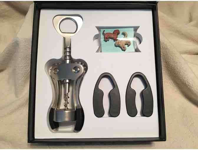 Wine Opener plus 2 dog charms and foil cutters!  Perfect hostess gift!