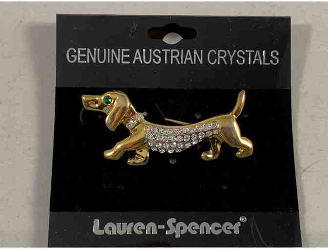 Pin - Dachshund Pin with Genuine Austrian Crystals!  By Lauren Spencer