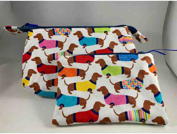 Cosmetic pouch - TWO (2) Multi-colored Dachshund Zipper Pouches