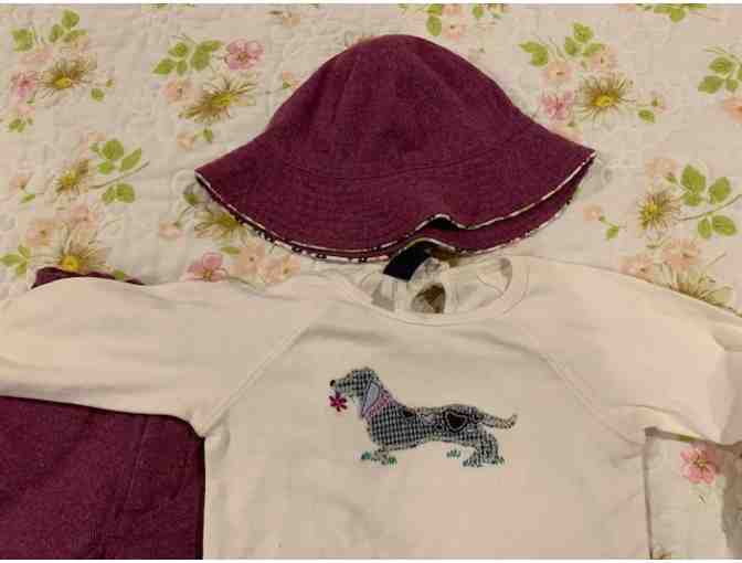 Girls - Size 2 Toddler purple dachshund outfit (top, pants and hat) - Photo 6