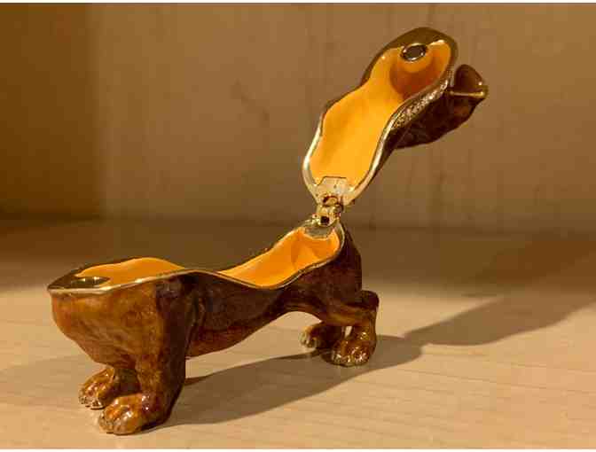 Bejeweled Collection Department 56 Brown Dachshund Dog Trinket Box