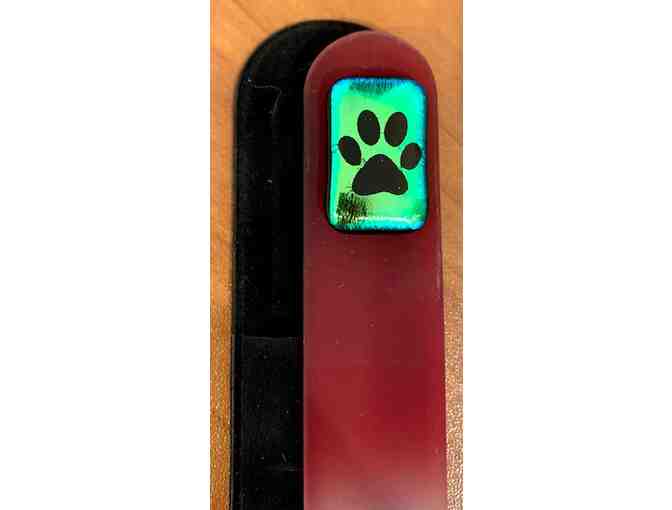 Nail File - Art Glass Nail File accented with a paw print! Large size - 7.5' long