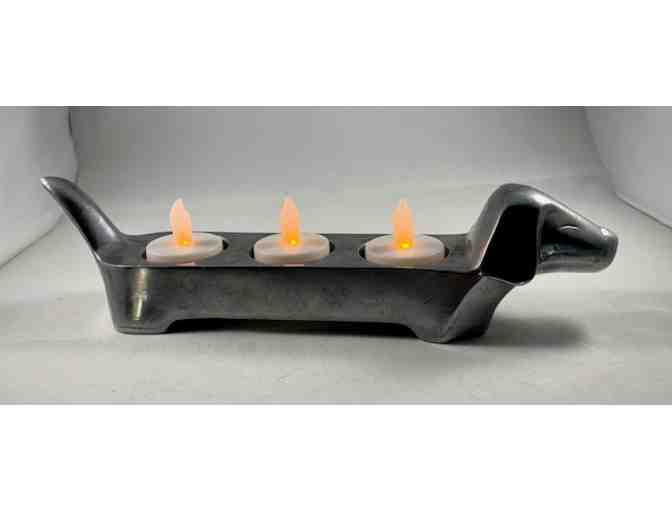 Candle Holder - Polished Aluminum 10' Dachshund Tealight Candle Holder - USED