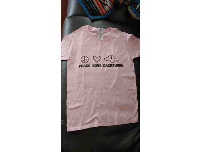 Peace. Love. Dachshund. XS pink T-shirt - Photo 1