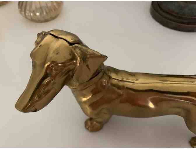 Brass Dachshund - Vintage? - 9' long and weighs 3.5 pounds - STUNNING piece!