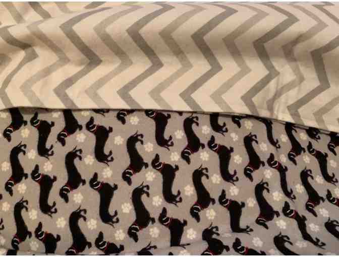 Blanket - Dog or Baby Blanket of 100% Cotton Flannel - Gray with Black Dachshunds!