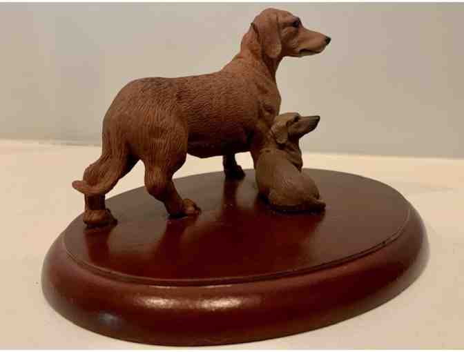 Figurine - dated 1991 - Conversation Concepts - Brown Dachshund with Puppy - Made in USA!