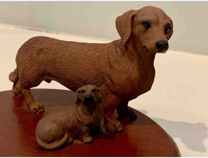 Figurine - dated 1991 - Conversation Concepts - Brown Dachshund with Puppy - Made in USA!
