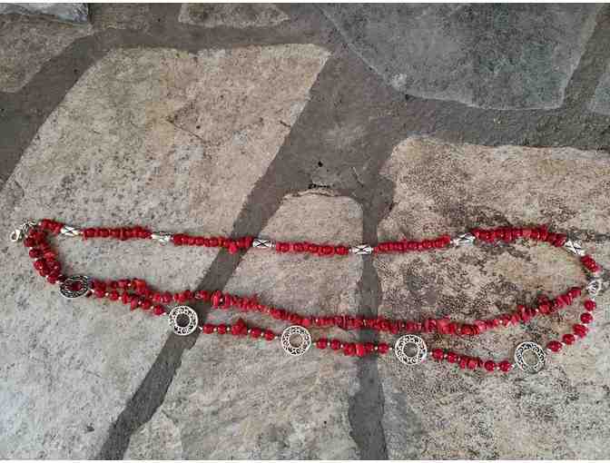 Red Necklace with Silver Accents