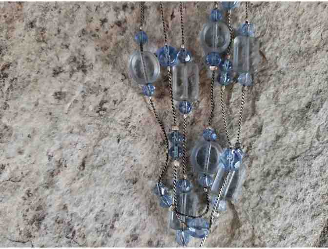 Blue Beaded Necklace with Pendant