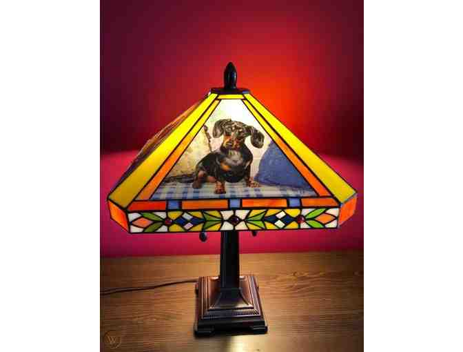 BUY A CHANCE TO WIN! Dachshund Stained Glass Lamp-Danbury Mint (Max 100 tickets available)
