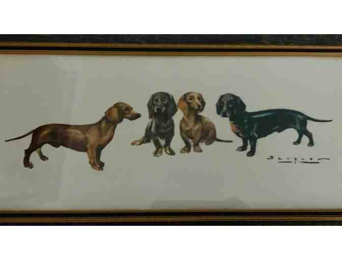 Painting or Print? Vintage painting/print of four short haired dachshunds - 1960's?