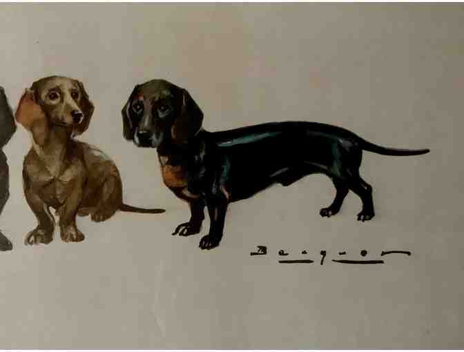 Painting or Print? Vintage painting/print of four short haired dachshunds - 1960's?