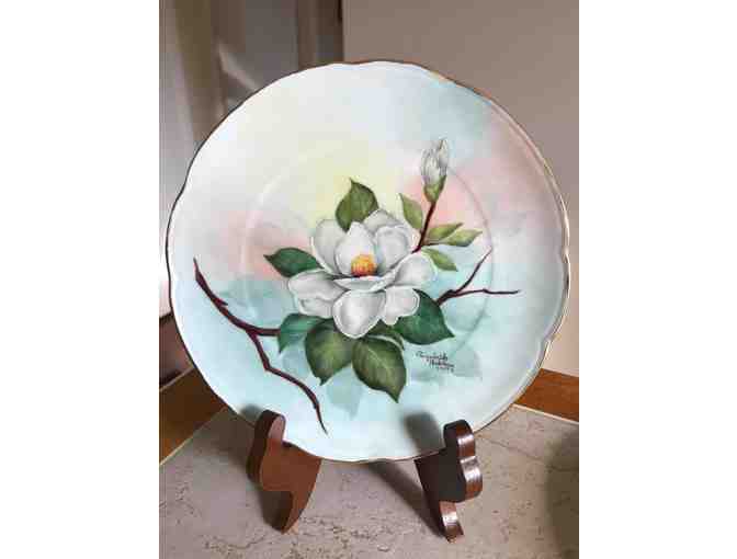 Hand Painted Decorative Plate with a stunning Magnolia!