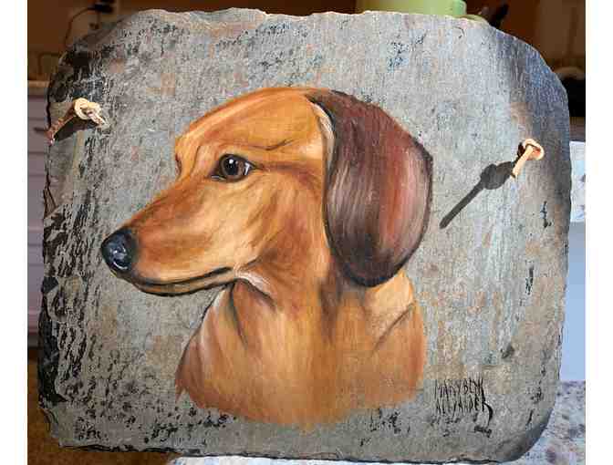 Hand Painted Dachshund Dog on Slate-Wall Art-Signed by Mary Beth Alexander