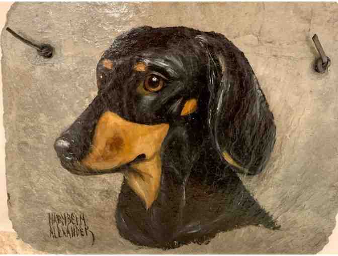 Hand Painted Dachshund Dog on Slate-Wall Art-Signed by Mary Beth Alexander