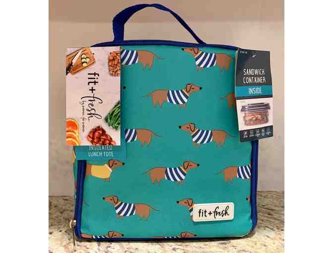 Lunch Bag! Fit+Fresh Blue Dachshund Lunch Bag with Sandwich Container Inside
