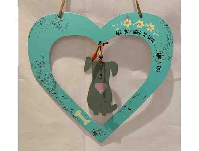 Heart Wall Hanging with Dachshund in center - distressed style