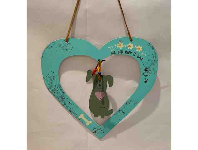 Heart Wall Hanging with Dachshund in center - distressed style
