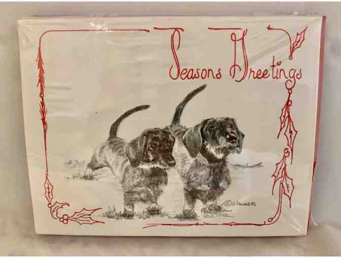Christmas Cards - Vintage - Ten (10) cards in package - Wire Hair Dachshunds