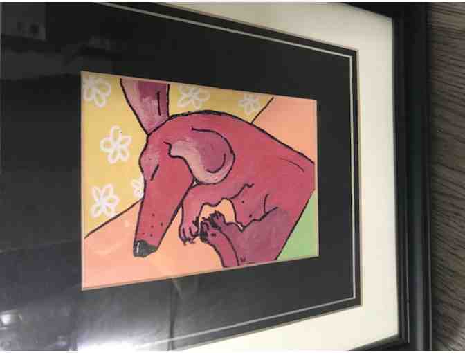 Framed Sleeping Dachshund Picture