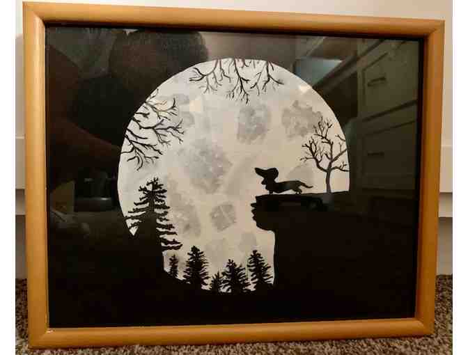 Dachshund Silhouette - Hand Painted Acrylic - 11' x 14' Painted Frame w/glass