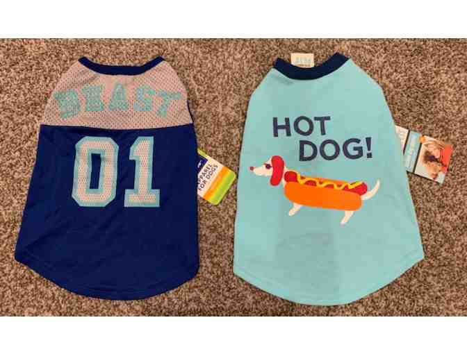 Dog t-shirts - Size Medium! One football jersey and one Hot Dog t-shirt!