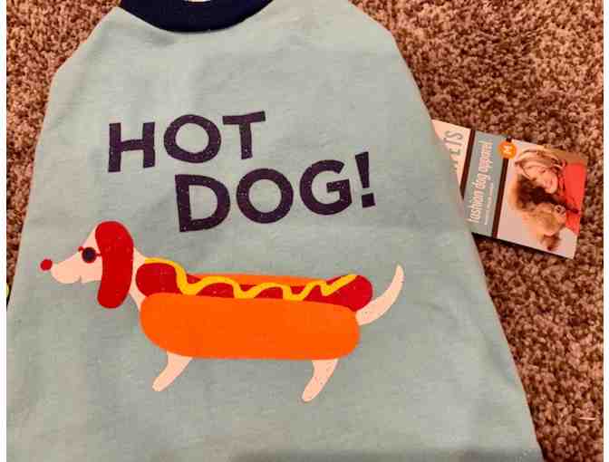 Dog t-shirts - Size Medium! One football jersey and one Hot Dog t-shirt!