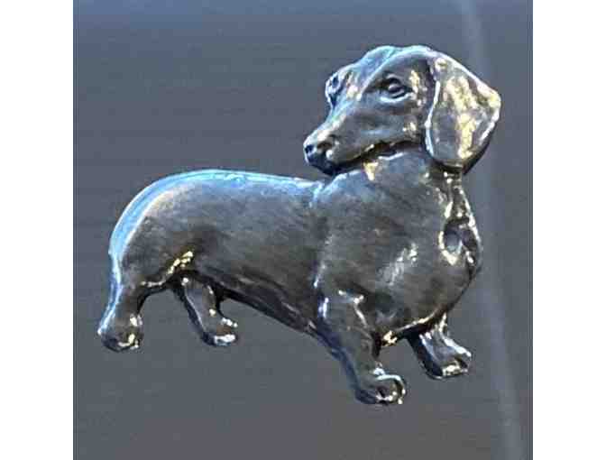 Chrome Glasses Case with Pewter Dachshund