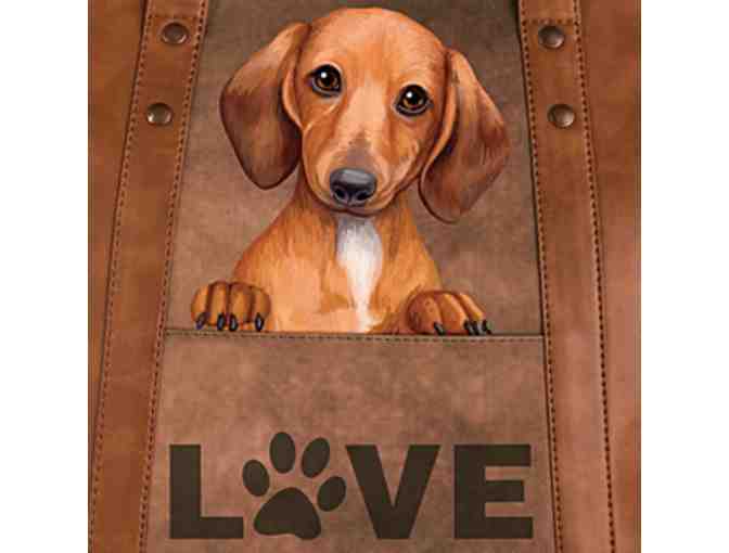 BUY A CHANCE TO WIN - Dachshund Puppy Faux Leather Tote Bag - (Max 125 tickets sold)
