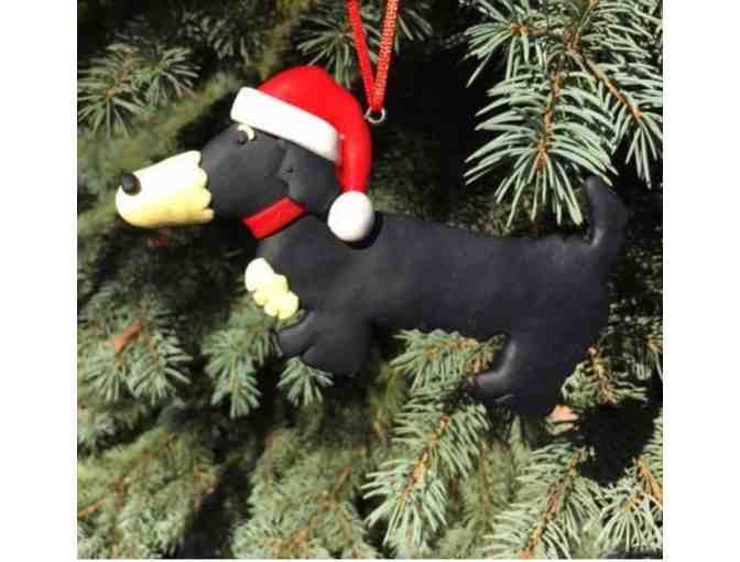 Christmas Ornament - 2 total: 1 Red and 1 Black Dachshund Ornament with a Santa Hat!!
