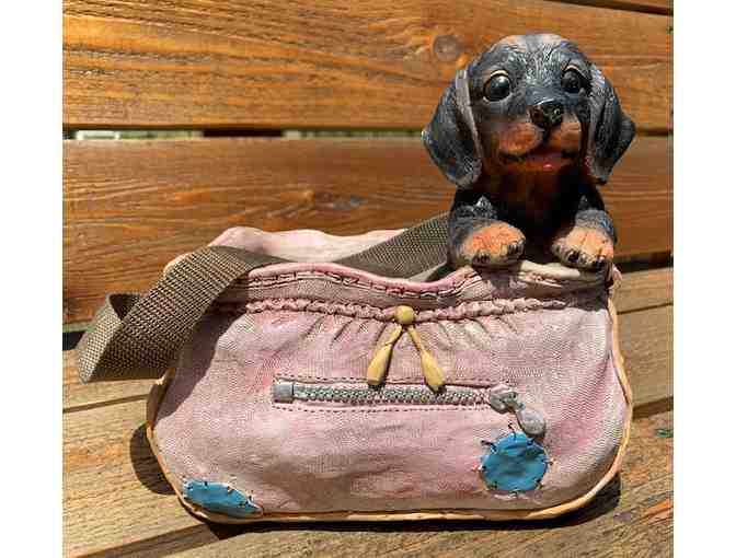 Dachshund Planter - Adorable Dachshund in a Purse ready for your African Violet!