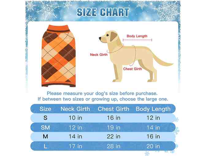Classic Orange/Brown Plaid Pull Over Turtleneck Dog Sweater w/leash hole - Size Small