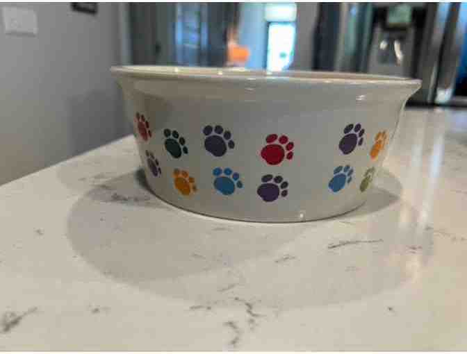 Fido's Diner Dog Bowl with Rainbow Paw Prints