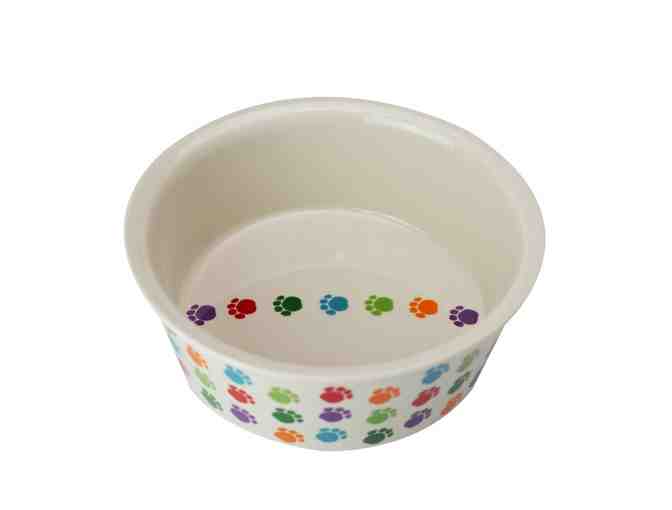 Fido's Diner Dog Bowl with Rainbow Paw Prints