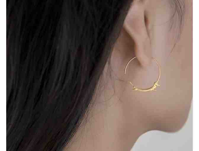 Dachshund Loop Earrings - Gold-tone