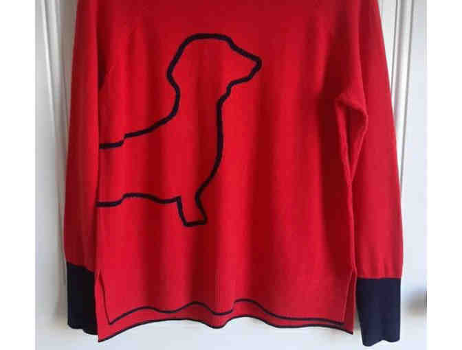 Boden Red / Navy Dachshund Sweater - Size MEDIUM - 50% Cotton / 50% Wool