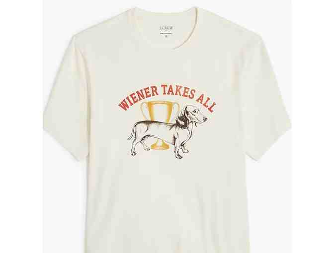 Men's XL J. Crew Graphic Tshirt: "Wiener Takes All" - Photo 1
