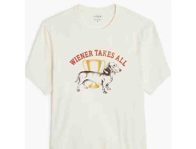 Men's XXL J. Crew Graphic Tshirt: "Wiener Takes All" - Photo 1