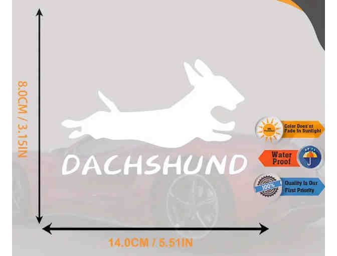 Running Dachshund - white decal - Photo 1