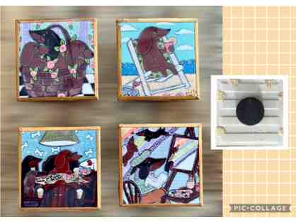 Refrigerator Magnets - Ceramic Tile - Set of 4