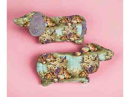 Pot Holders - Two Easter Themed Dachshund Shaped Pot Holders