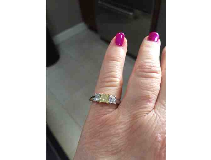 Platinum and 18 karat gold yellow diamond ring