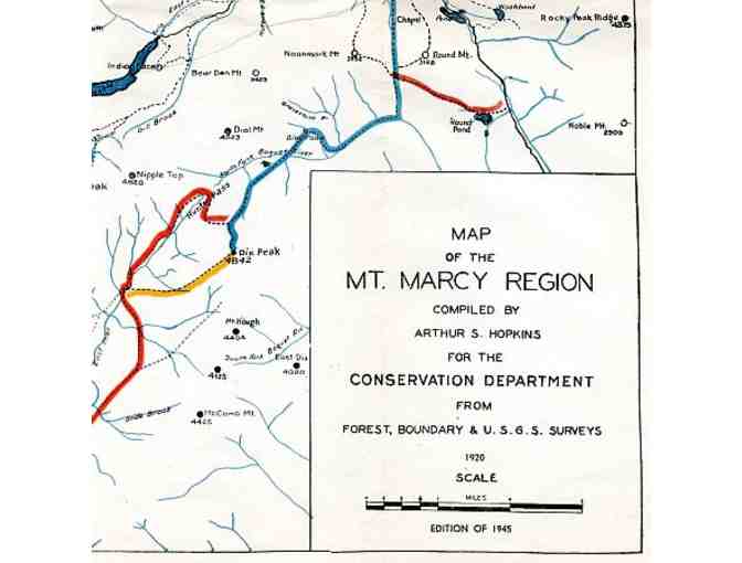 Map of the Mt. Marcy Region/1920, NY State Conservation Dpt Circular -Trails to Marcy
